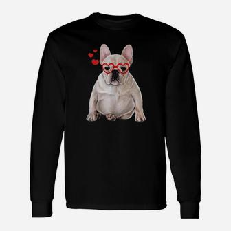 French Bulldog Cute Dog Valentine Heart Long Sleeve T-Shirt - Monsterry UK