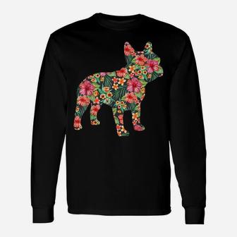 French Bulldog Flower T Shirt Floral Frenchie Dog Silhouette Unisex Long Sleeve | Crazezy DE