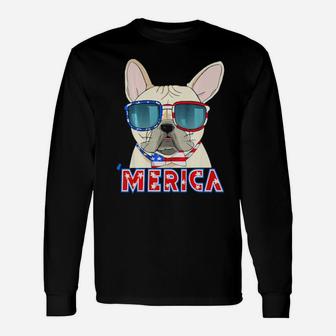 French Bulldog Merica 4Th Of July Usa Dog Puppy Long Sleeve T-Shirt - Monsterry