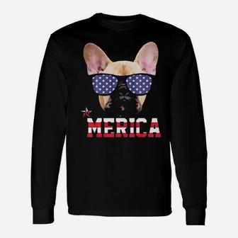 French Bulldog Merica Patriotic 4Th Of July Long Sleeve T-Shirt - Monsterry