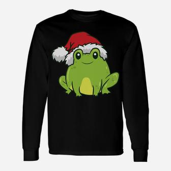 Frog With Santa Hat Funny Frogs Lover Christmas Frog Unisex Long Sleeve | Crazezy
