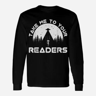 Funny Alien Reading English Teacher Library Space Gift Unisex Long Sleeve | Crazezy