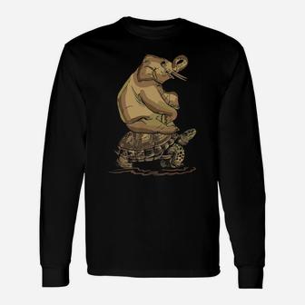 Funny Animal Gift Idea Turtle Riding Elephant Unisex Long Sleeve | Crazezy AU