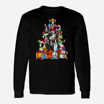 Funny Boston Terrier Christmas Tree Lights Gift Dog Lover Sweatshirt Unisex Long Sleeve | Crazezy