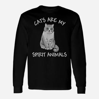 Funny Cats Are My Spirit Animals Gift For Cat Lovers Unisex Long Sleeve | Crazezy UK