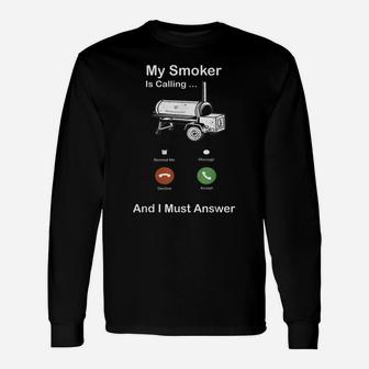 Funny Cell Phone Bbq Smoker Grill Novelty Quote Unisex Long Sleeve | Crazezy AU