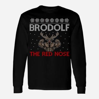 Funny Christmas Brodolf Gift Pun Ugly Christmas Sweater Sweatshirt Unisex Long Sleeve | Crazezy