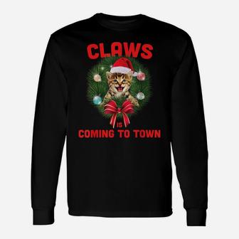 Funny Christmas Cat Claws Is Coming To Town Cat Lovers Unisex Long Sleeve | Crazezy