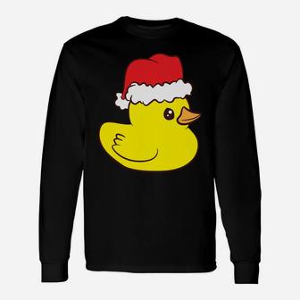 Funny Christmas Rubber Duck With Santa Hat Love Rubber Ducks Sweatshirt Unisex Long Sleeve | Crazezy
