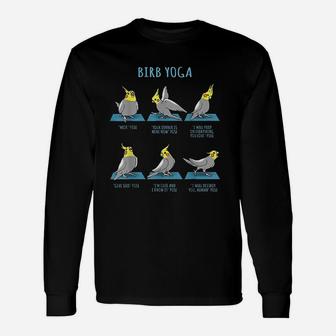 Funny Cockatiel Yoga Poses Birb Memes Cute Parrot Doodle Unisex Long Sleeve | Crazezy DE
