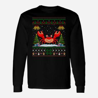 Funny Crabs Xmas Gift Santa Hat Ugly Crab Christmas Sweatshirt Unisex Long Sleeve | Crazezy