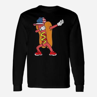 Funny Dabbing Hot Dog Day Gift For Hot Dogs Lovers American Unisex Long Sleeve | Crazezy UK