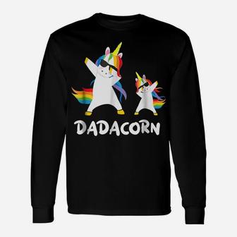 Funny Dad Unicorn Dadacorn Dabbing T Shirt Daddy Father Gift Unisex Long Sleeve | Crazezy
