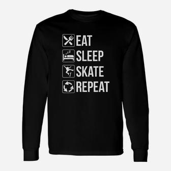 Funny Eat Sleep Skate Repeat For Skaters Unisex Long Sleeve | Crazezy UK