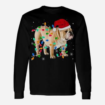Funny English Bulldog Christmas Light Gifts Xmas Sweatshirt Unisex Long Sleeve | Crazezy DE