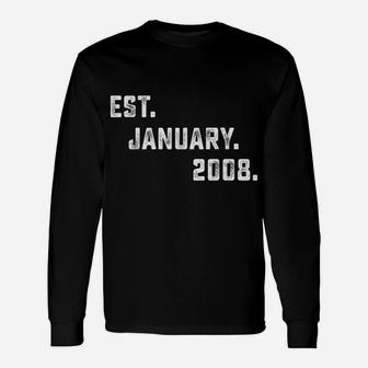 Funny Est January 2008 10Th Years Old Shirt 10 Birthday Gift Unisex Long Sleeve | Crazezy CA