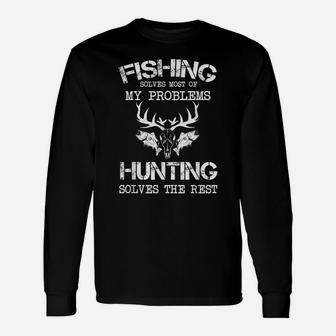 Funny Fishing And Hunting Gift Christmas Humor Hunter Cool Unisex Long Sleeve | Crazezy UK