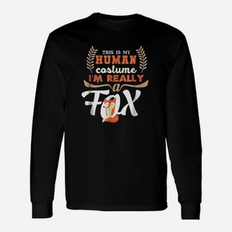 Funny Fox My Human Unisex Long Sleeve | Crazezy