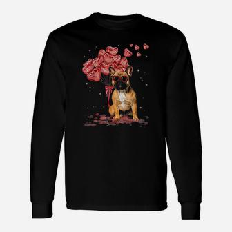 Funny French Bulldog Heart Valentines Day Dog Dad Mom Gift Unisex Long Sleeve | Crazezy