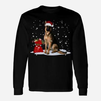 Funny German Shepherd Christmas Santa Hat Animal Sweatshirt Unisex Long Sleeve | Crazezy