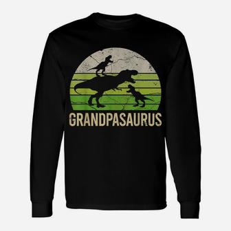 Funny Grandpa Dinosaur Grandson Men Gift Tee For Fathers Day Unisex Long Sleeve | Crazezy