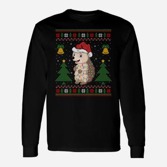 Funny Hedgehogs Xmas Gift Santa Hat Ugly Hedgehog Christmas Sweatshirt Unisex Long Sleeve | Crazezy AU