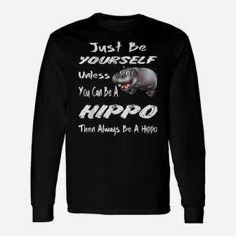 Funny Hippo Zoo Animal Lover Cool Happy Hippopotamus Unisex Long Sleeve | Crazezy