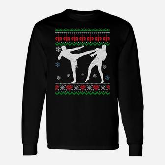 Funny Kickboxing Ugly Christmas Martial Arts Xmas Sport Sweatshirt Unisex Long Sleeve | Crazezy