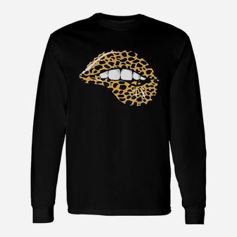 Funny Leopard Lips Cool Women Mouth Cheetah Lipstick Gift Unisex Long Sleeve | Crazezy DE