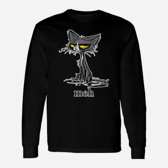 Funny Meh Cat For Cat Lovers Unisex Long Sleeve | Crazezy
