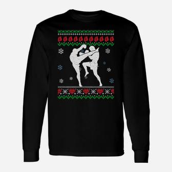 Funny Muay Thai Ugly Christmas Martial Arts Xmas Sport Gifts Sweatshirt Unisex Long Sleeve | Crazezy CA