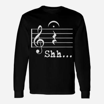 Funny Music Note Gifts Musician - Shh Quarter Rest Fermata Unisex Long Sleeve | Crazezy CA