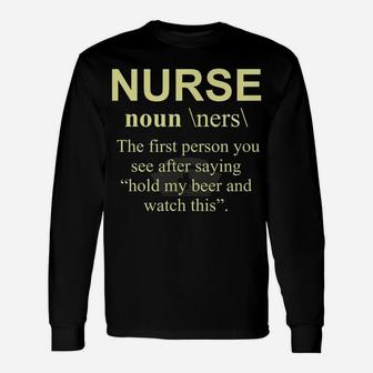 Funny Noun Nurse Definition Lpn Rn Cna Cool Gift Unisex Long Sleeve | Crazezy UK