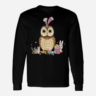 Funny Owl Bunny Ear Easter Day Hunting Egg Rabbit Unisex Long Sleeve | Crazezy CA