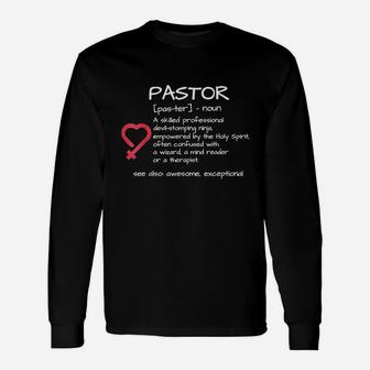 Funny Pastor Definition Religious Gift Unisex Long Sleeve | Crazezy UK