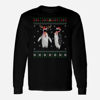 Funny Penguin Xmas Gift Santa Hat Ugly Penguin Christmas Sweatshirt Unisex Long Sleeve | Crazezy UK