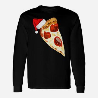 Funny Pizza Lover Santa Hat Christmas Pajama Pepperoni Gift Unisex Long Sleeve | Crazezy DE