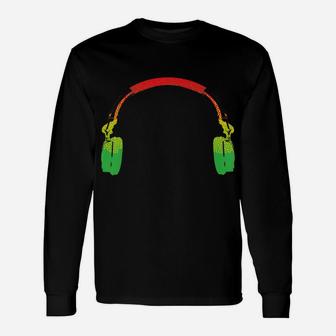 Funny Rasta Gift For Men Women Cool Rasta Colors Headphone Unisex Long Sleeve | Crazezy