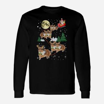 Funny Reindeer Sheltie Xmas Christmas Dog Lovers Gift Sweatshirt Unisex Long Sleeve | Crazezy UK