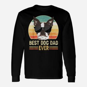 Funny Retro Best Dog Dad Ever Shirt, Dog With Sunglasses Unisex Long Sleeve | Crazezy DE