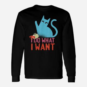Funny Retro Rebel Cat I Do What I Want Cat Lovers Unisex Long Sleeve | Crazezy CA