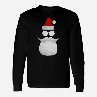Funny Santa Claus Face Sunglasses With Hat Beard Christmas Unisex Long Sleeve | Crazezy