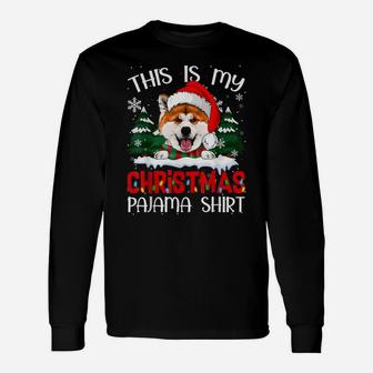 Funny Santa Hat Akita Xmas This Is My Christmas Pajama Unisex Long Sleeve | Crazezy