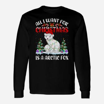 Funny Santa Hat All I Want For Christmas Is A Arctic Fox Unisex Long Sleeve | Crazezy