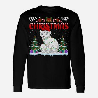 Funny Santa Hat All I Want For Christmas Is A Arctic Fox Unisex Long Sleeve | Crazezy UK