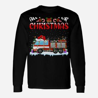 Funny Santa Hat All I Want For Christmas Is A Fire Truck Unisex Long Sleeve | Crazezy