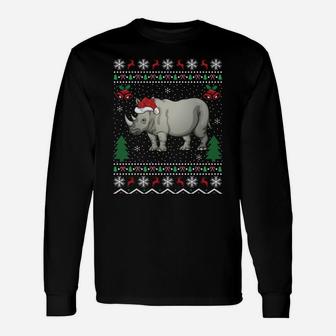 Funny Santa Rhinoceros Xmas Gift Ugly Rhino Christmas Unisex Long Sleeve | Crazezy UK