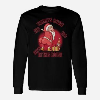 Funny Santa Ugly Christmas There's Some Ho's In This House Sweatshirt Unisex Long Sleeve | Crazezy AU