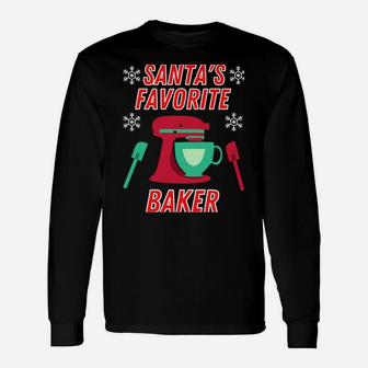 Funny Santas Favorite Baker Love Baking Christmas Bake Gift Sweatshirt Unisex Long Sleeve | Crazezy AU