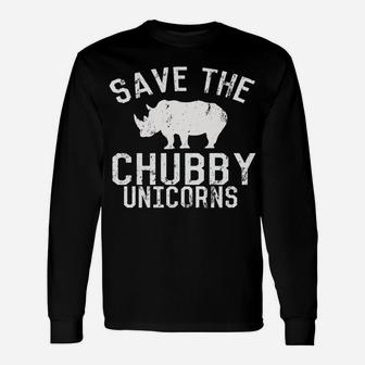 Funny Save The Chubby Unicorns Fat Rhino Vintage Unisex Long Sleeve | Crazezy DE